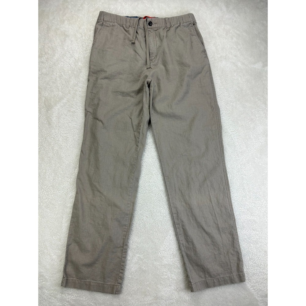 Cova Lightweight Straight Pants Mens L Taupe Comfort Elastic Waist Relaxed Fit